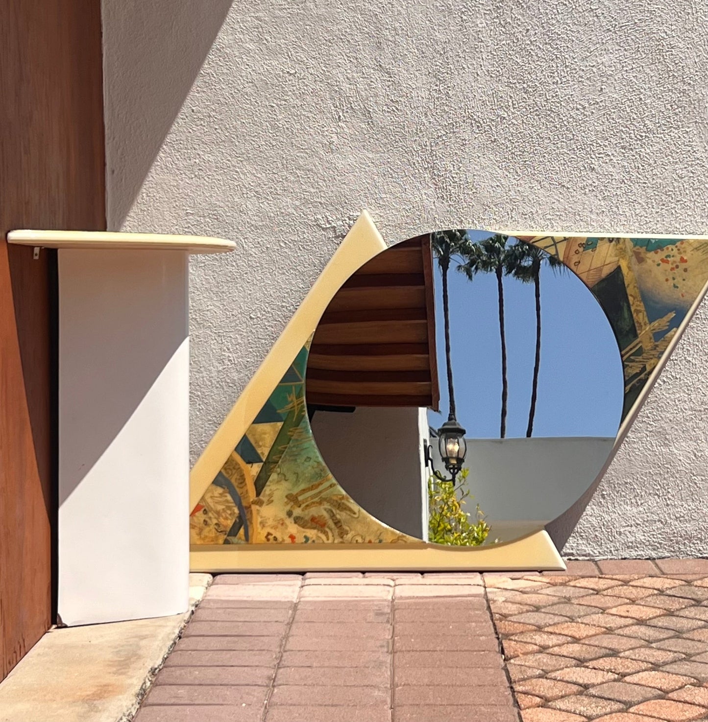 Postmodern console table and mirror, circa 1980