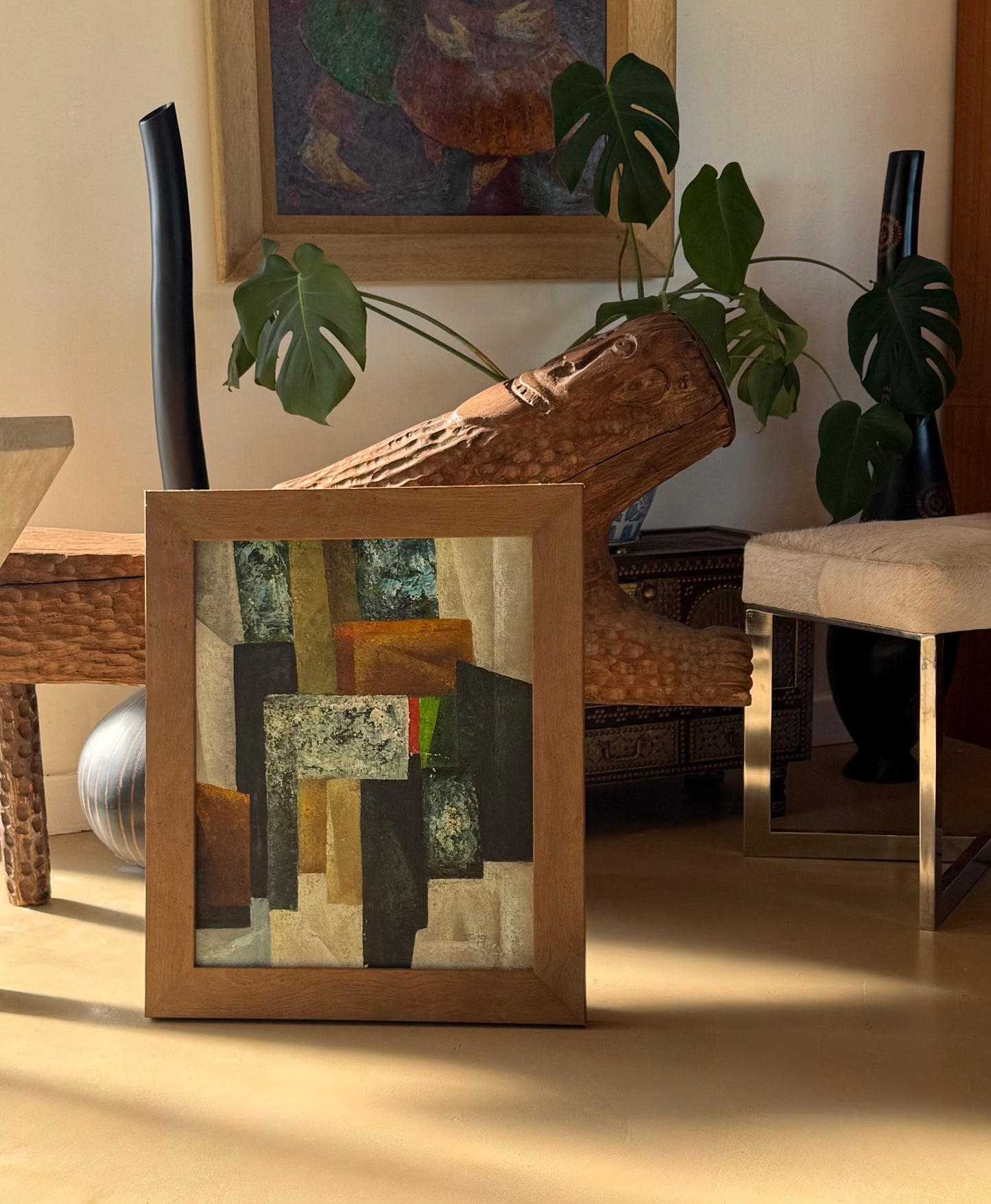 Original mid century modern abstract painting, circa 1950
