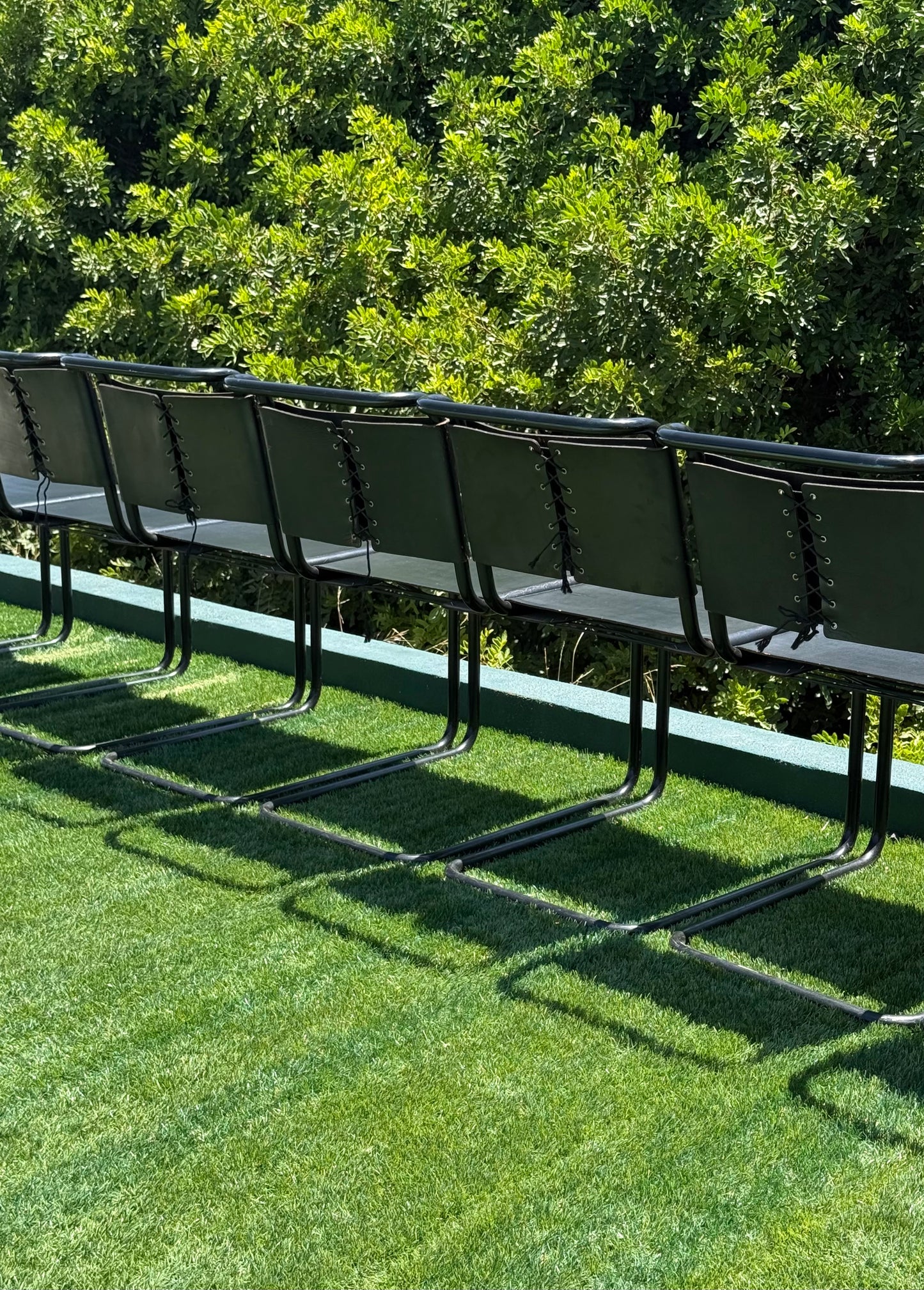Set of 8 cantilever Bauhaus dining chairs, mid 20th century