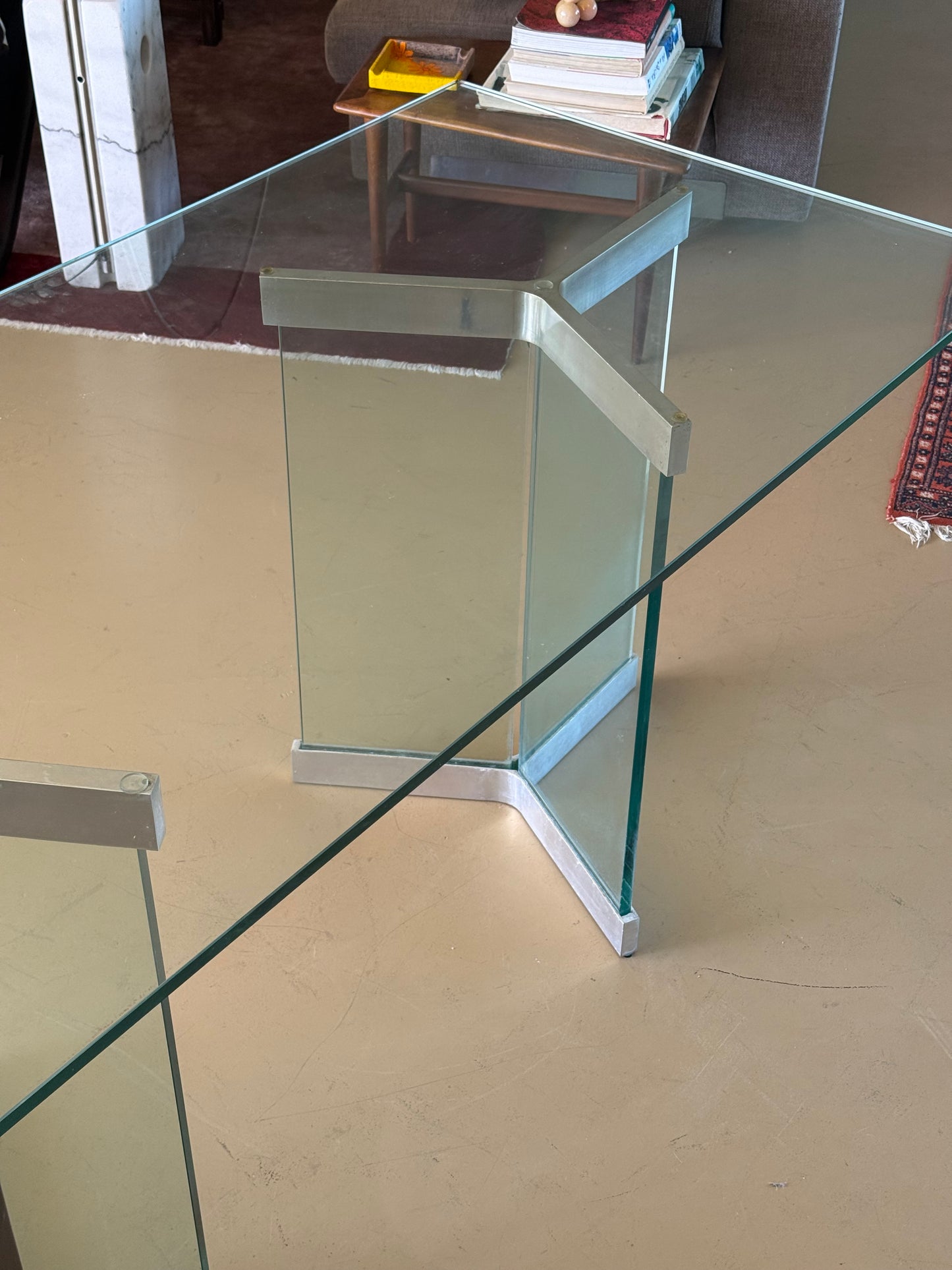 The model 6060 glass and chrome dining table by Irving Rosen for Pace, circa 1970