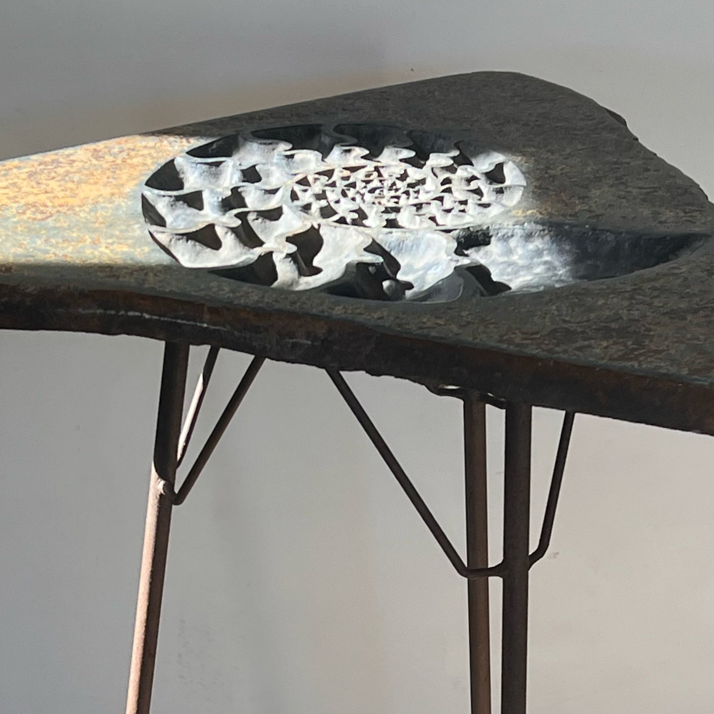 Stone and iron side table, late 20th century