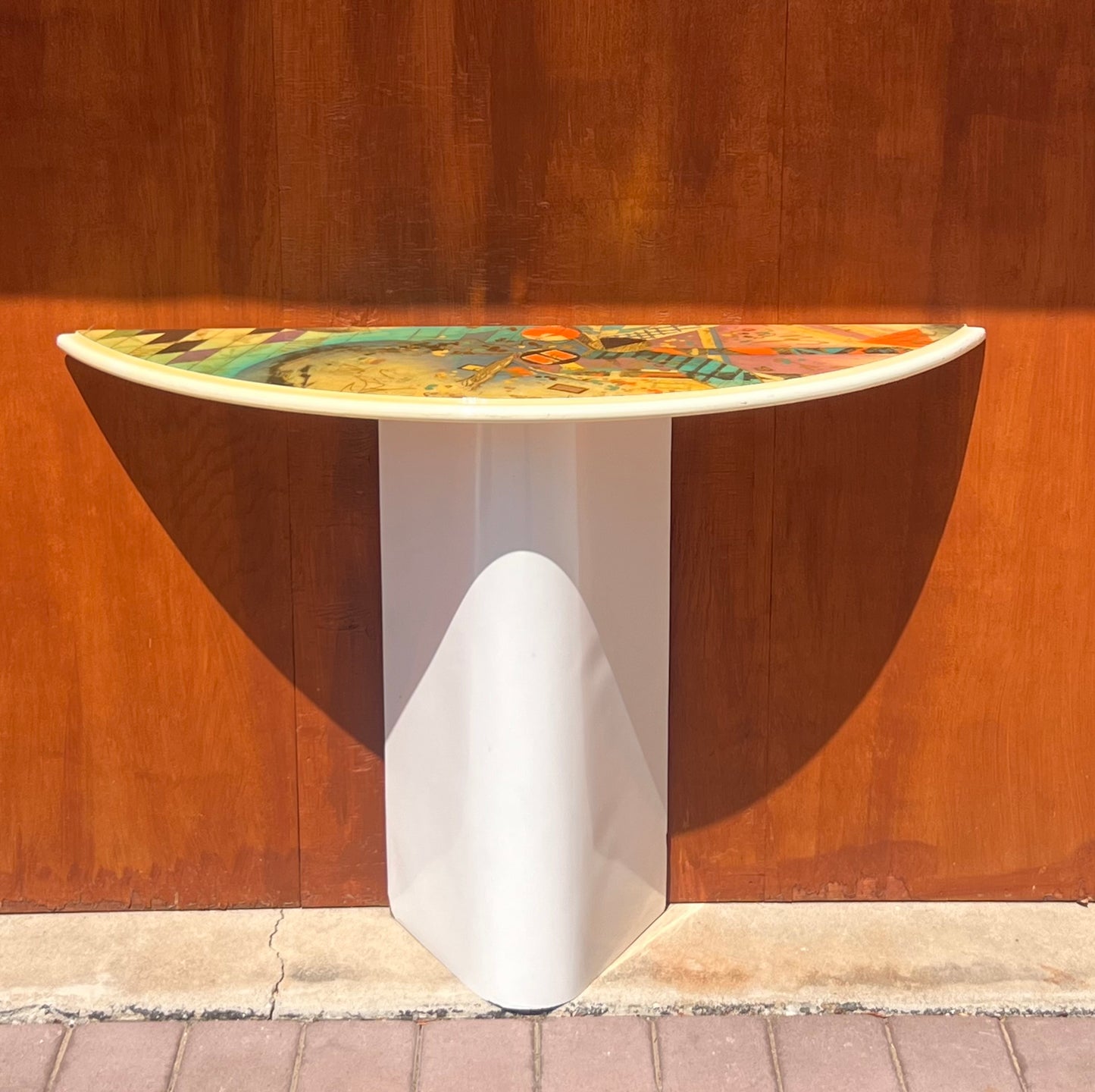 Postmodern console table and mirror, circa 1980