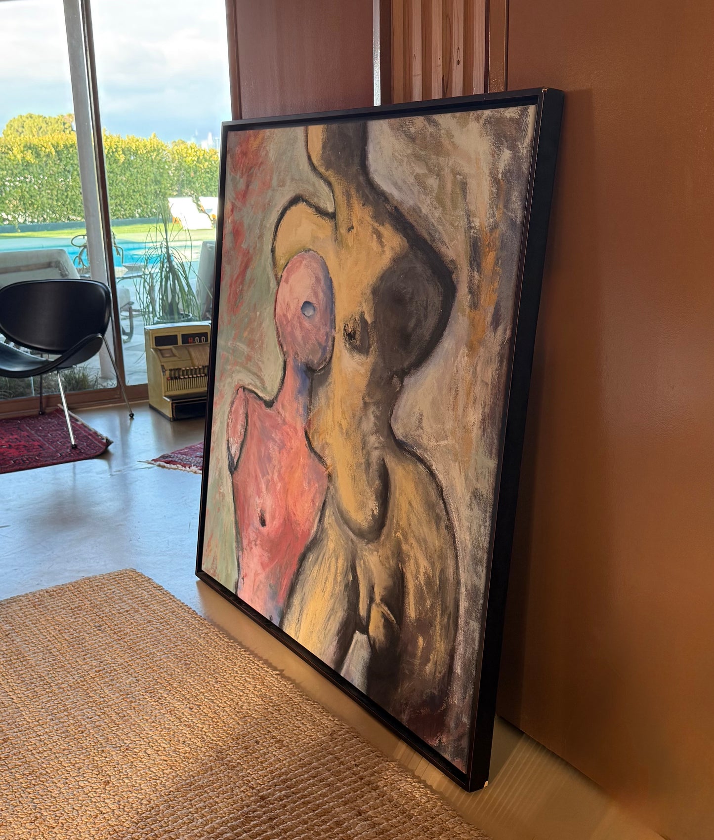 Monumental vintage figurative oil painting, 20th century