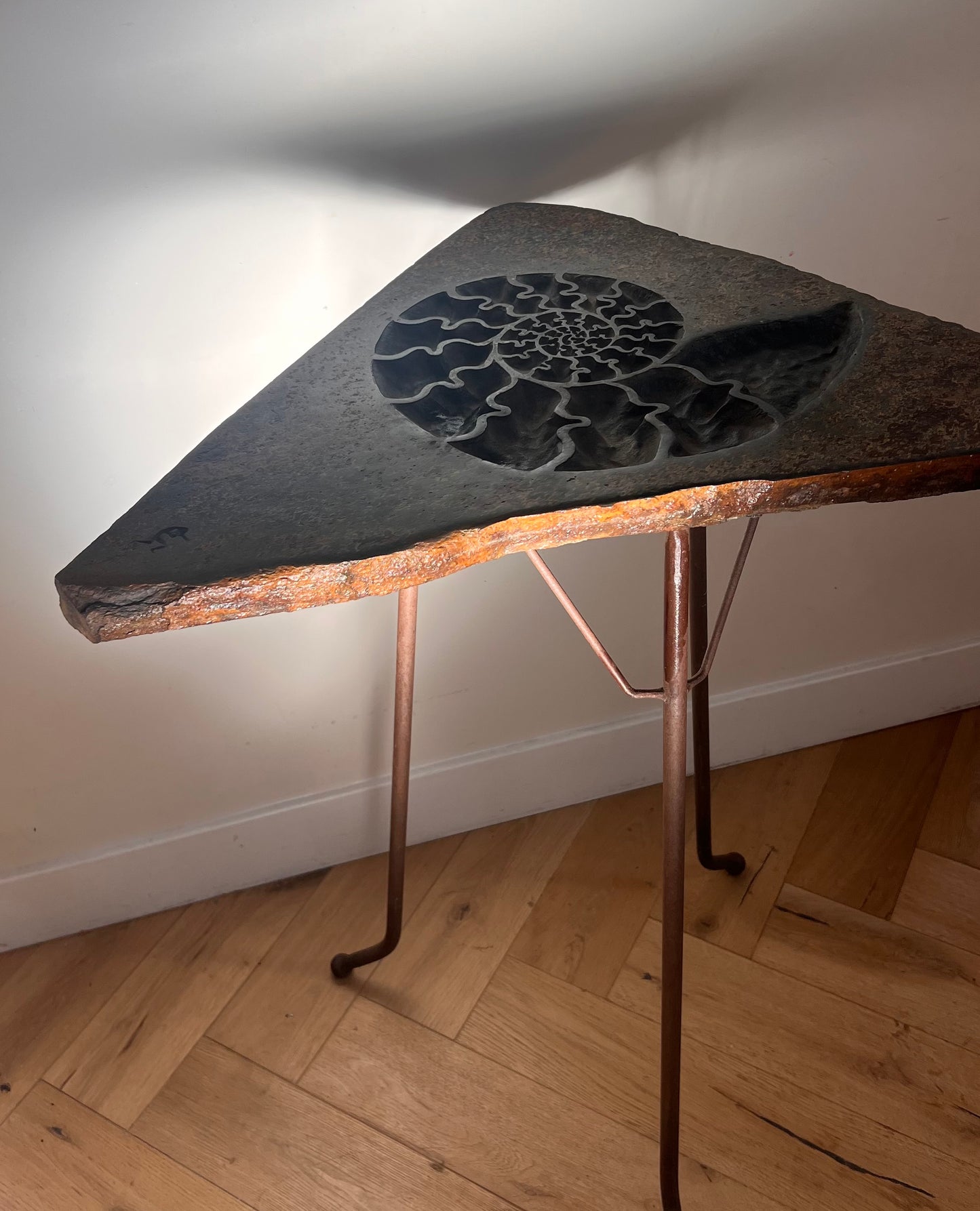 Stone and iron side table, late 20th century