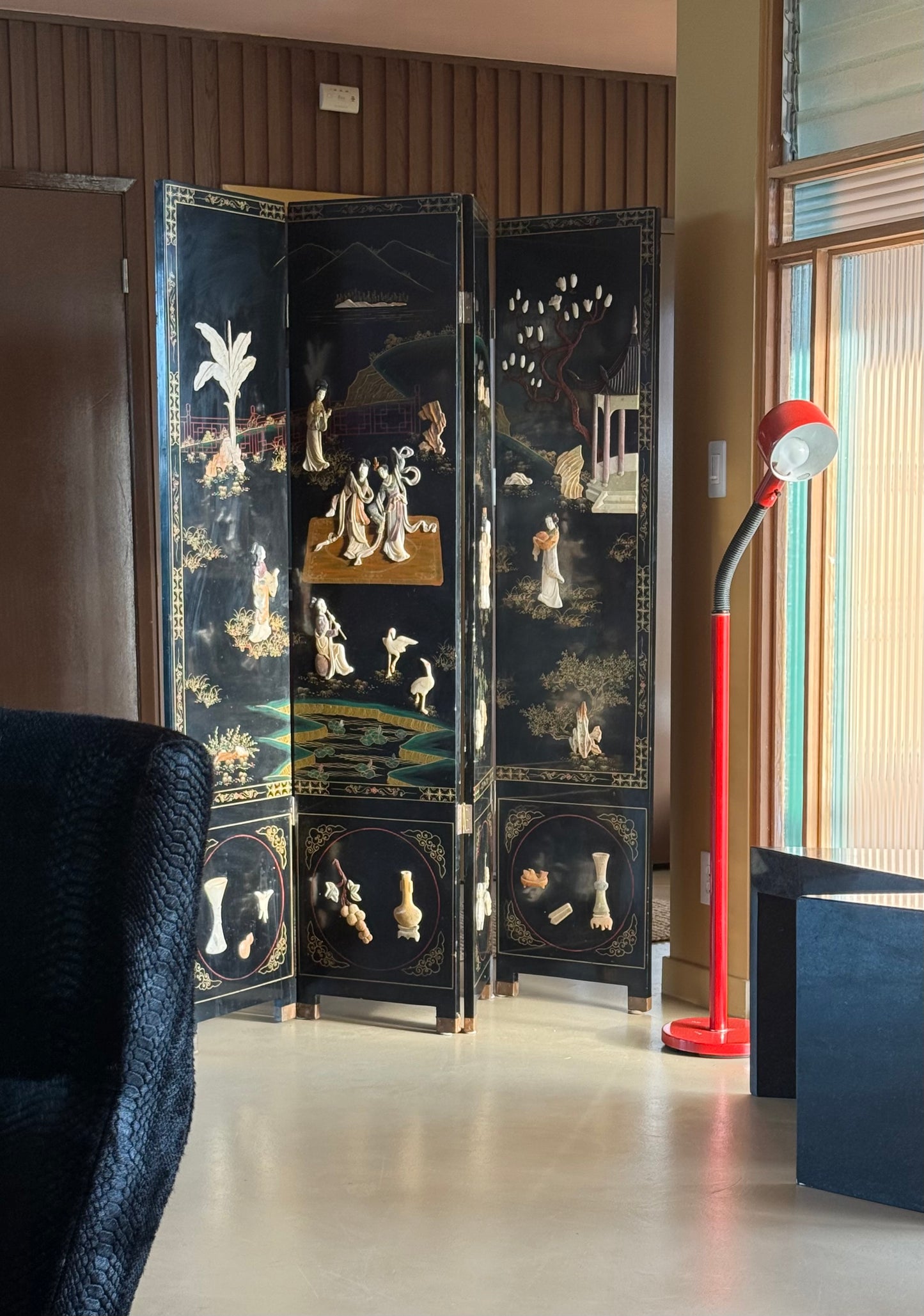 Vintage oriental room divider, 20th century