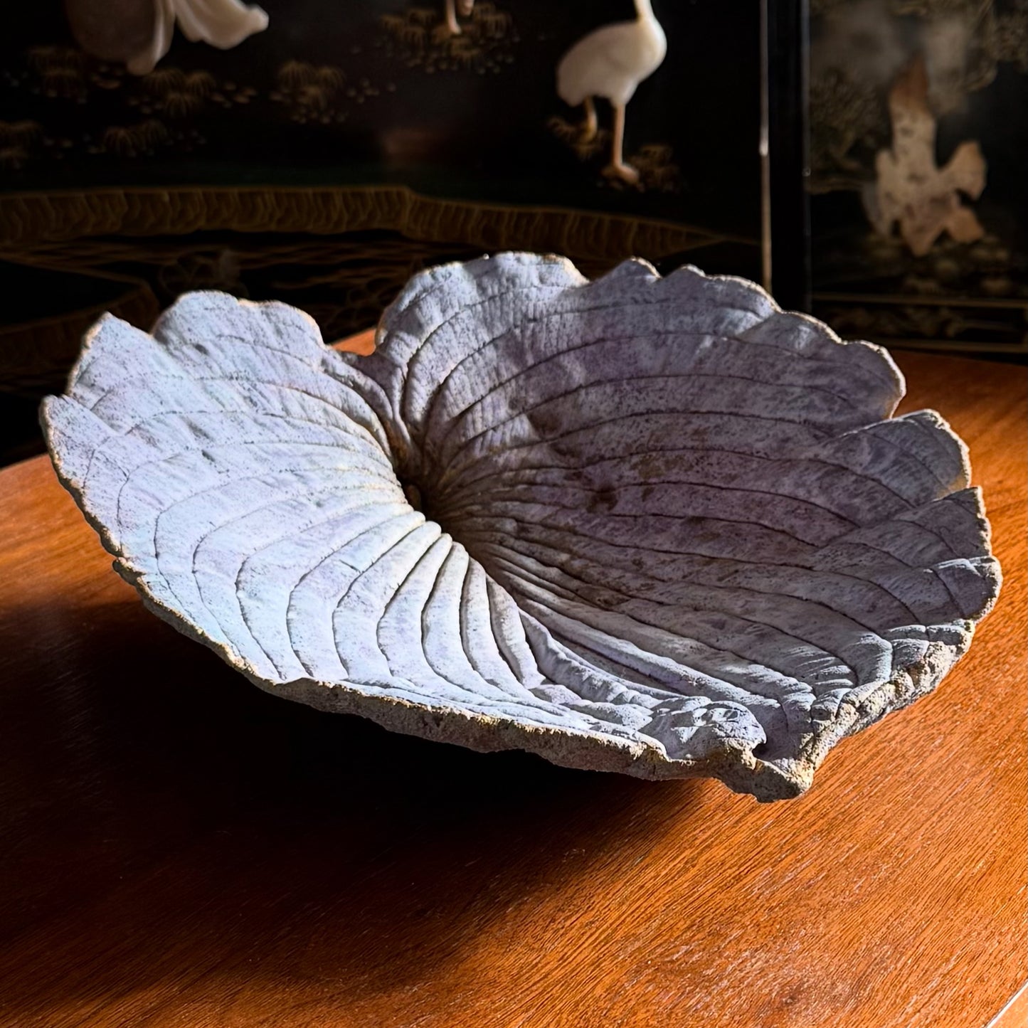 Artist-made studio ceramic leaf platter, 21st century