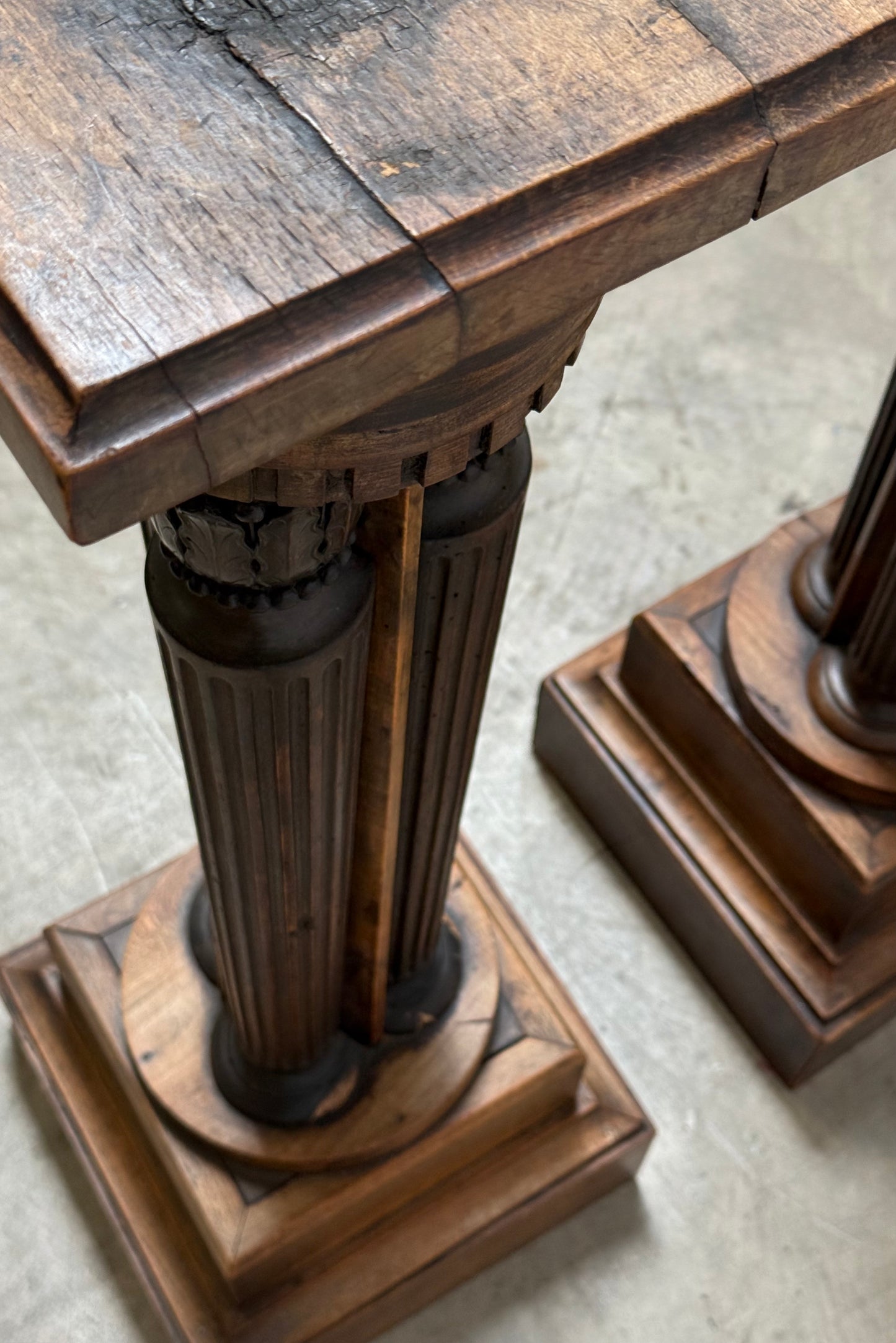 Pair of highly-carved antique French pedestals, 19th century