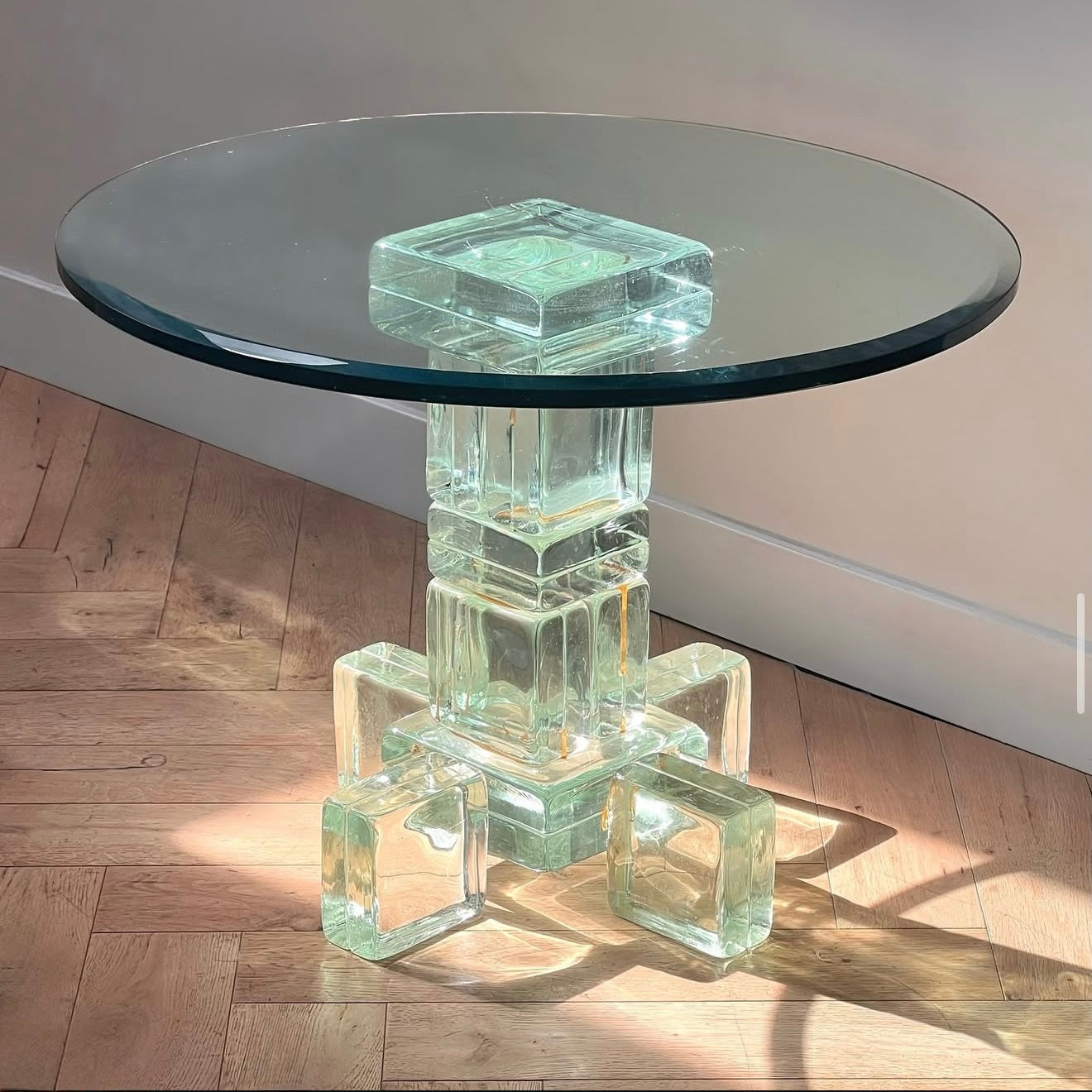 Artist-made glass side table, late 20th century