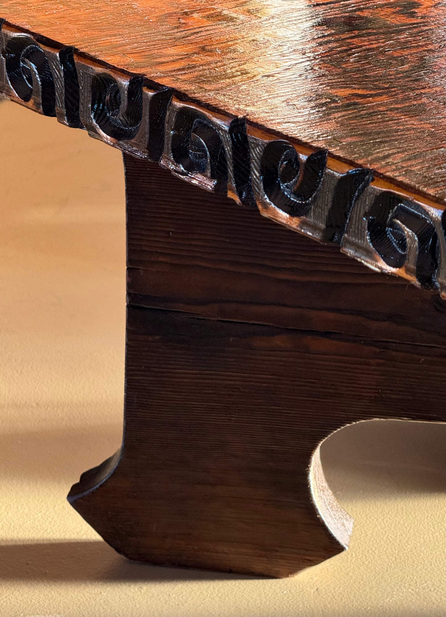 Hand-carved craft coffee table, mid 20th century