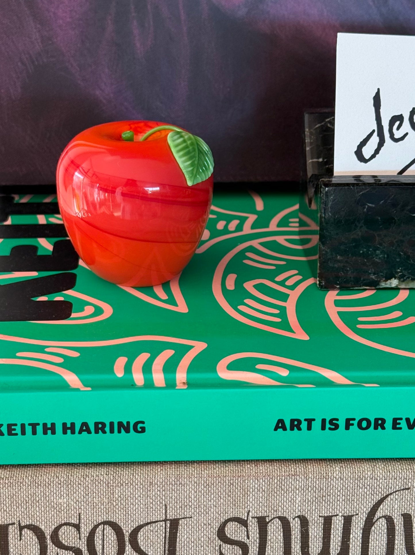 Art glass apple, signed, 20th century