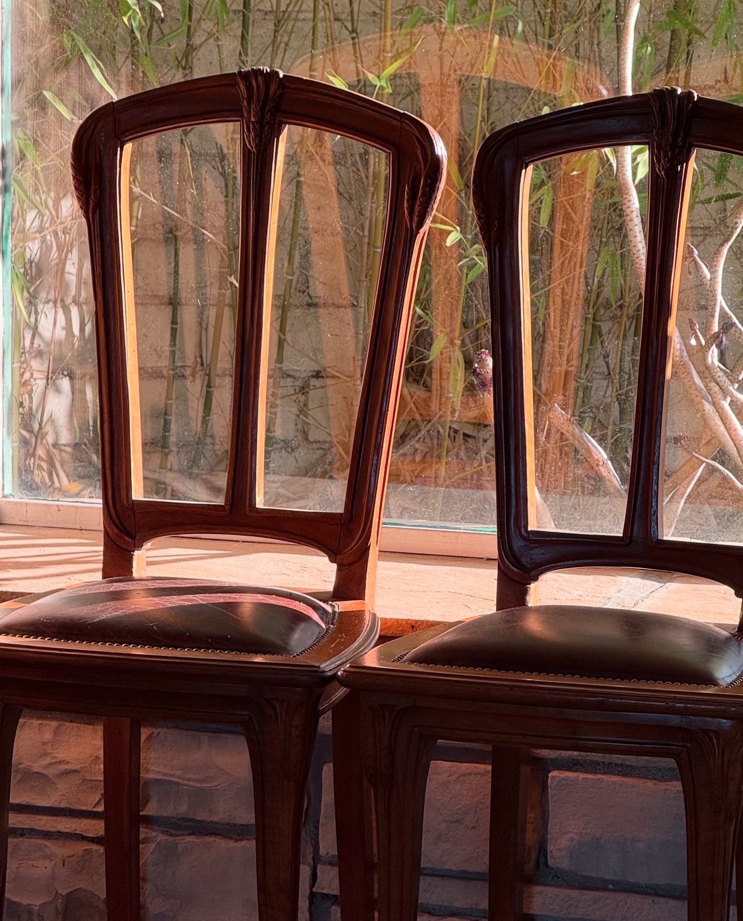 Set of eight French Art Nouveau dining chairs, late 19th century