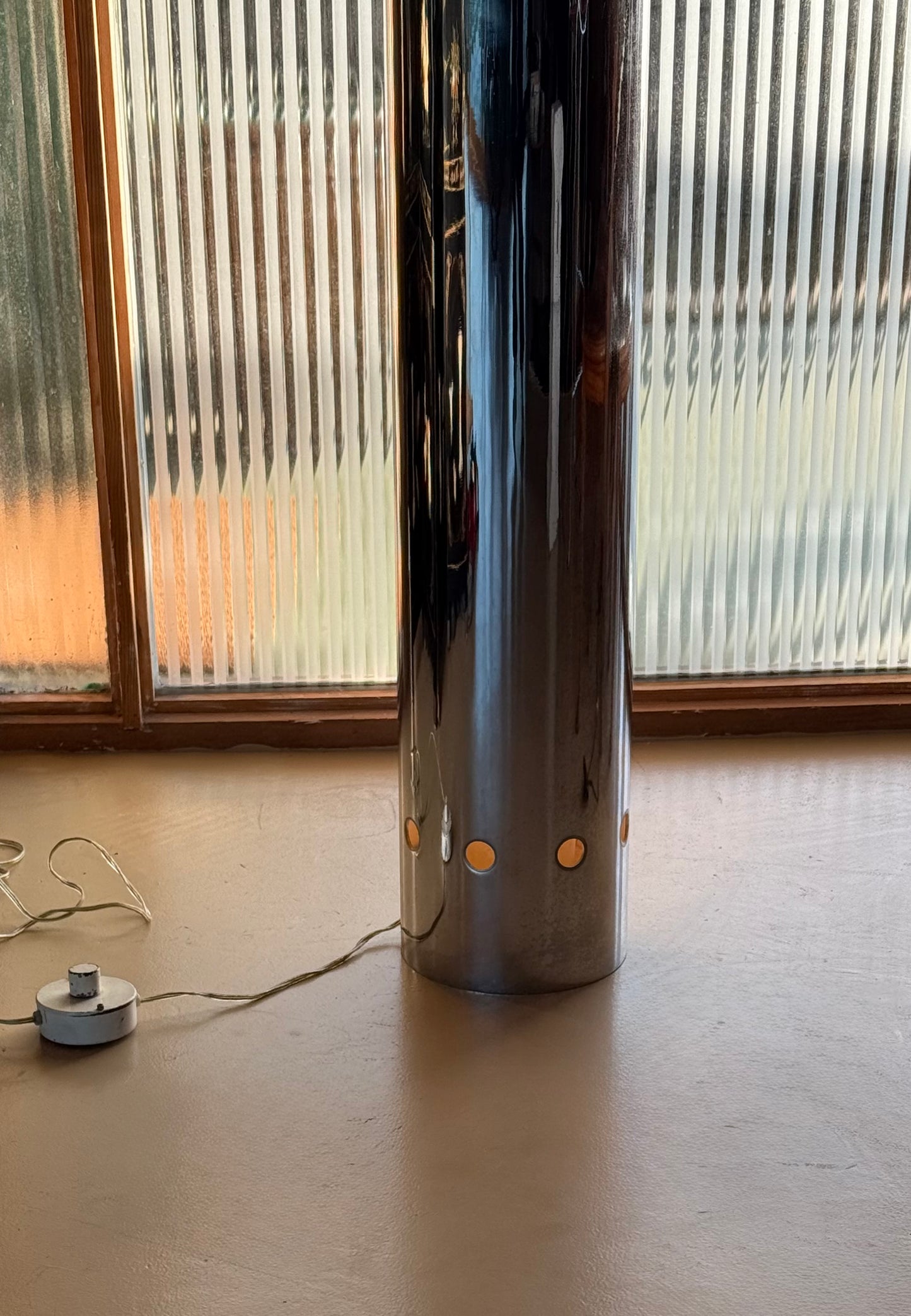 Mid century chrome column floor lamp, circa 1970