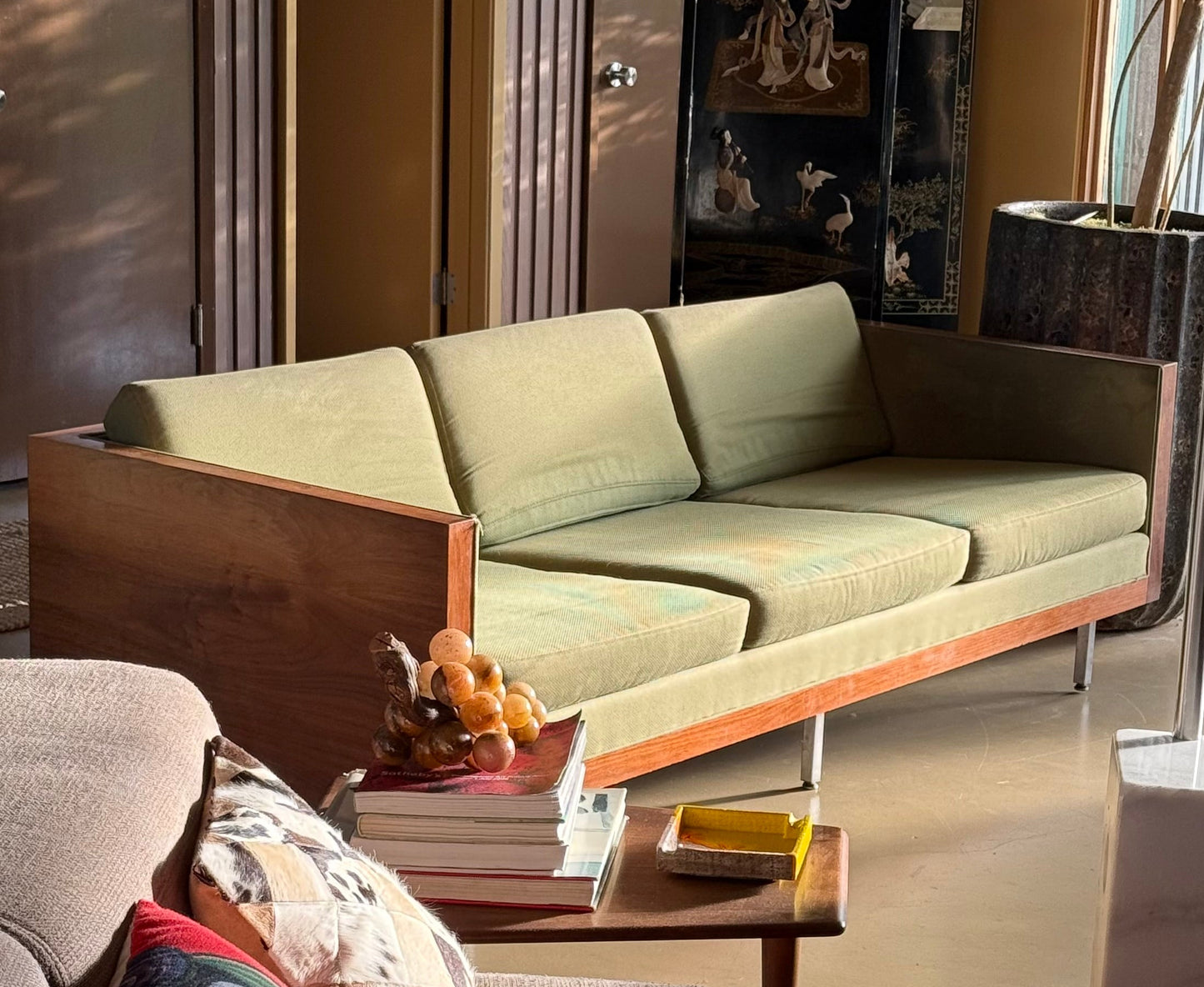 Mid century modern case wood sofa attr. Milo Baughman, circa 1950
