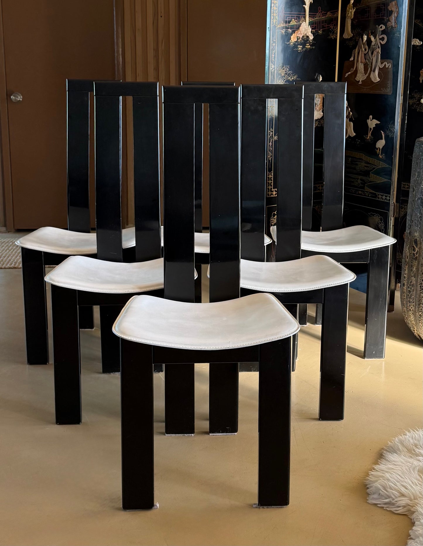 Set of 6 vintage Italian postmodern dining chairs by Pietro Costantini for Ello Furniture, late 20th century