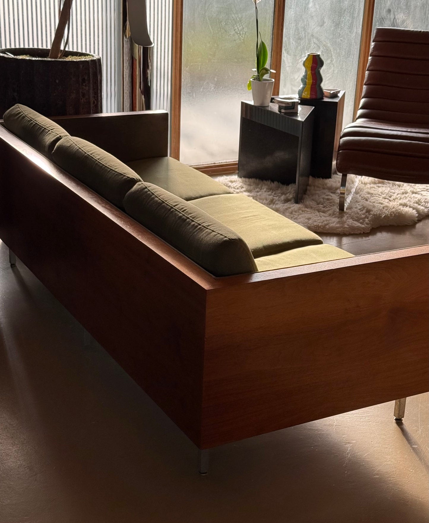 Mid century modern case wood sofa attr. Milo Baughman, circa 1950