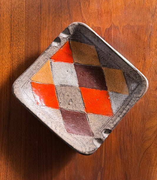 Vintage Italian hand-painted ceramic ashtray by Aldo Londi, circa 1960
