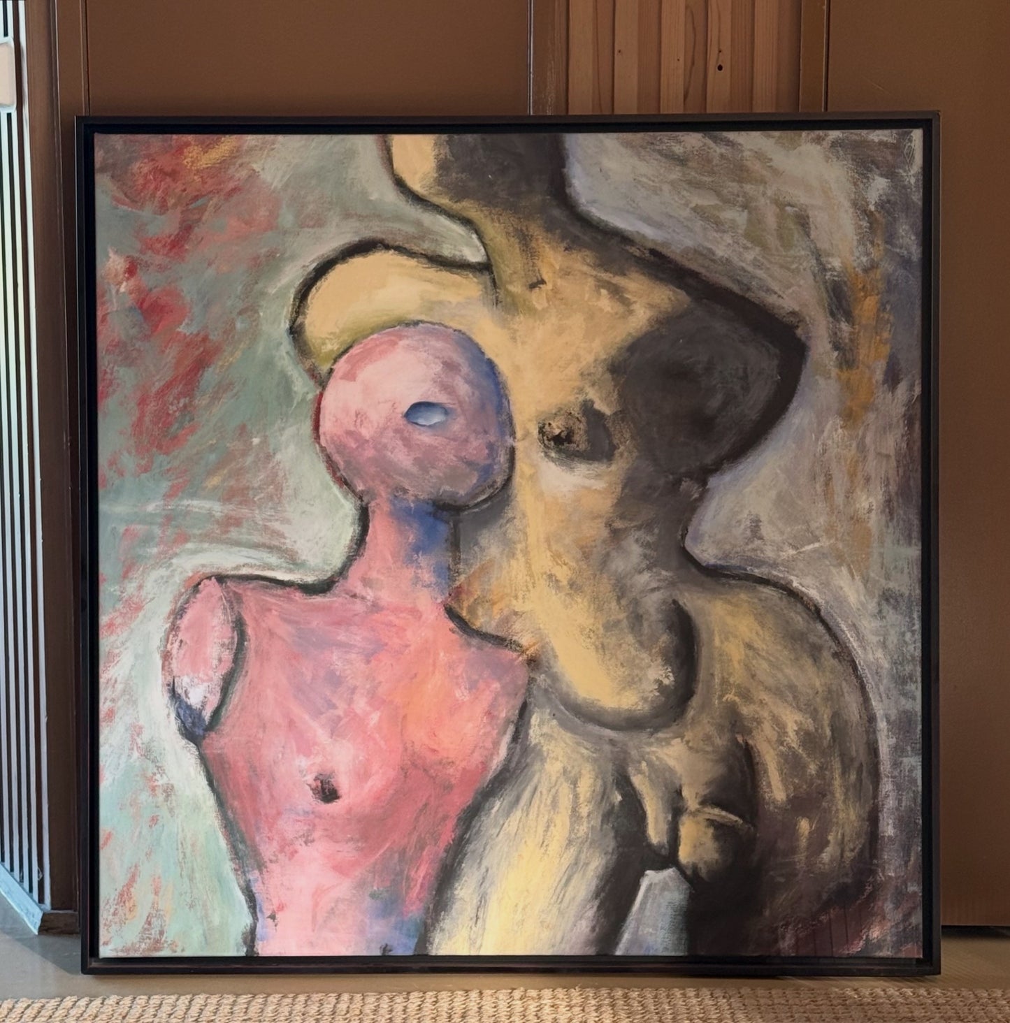 Monumental vintage figurative oil painting, 20th century