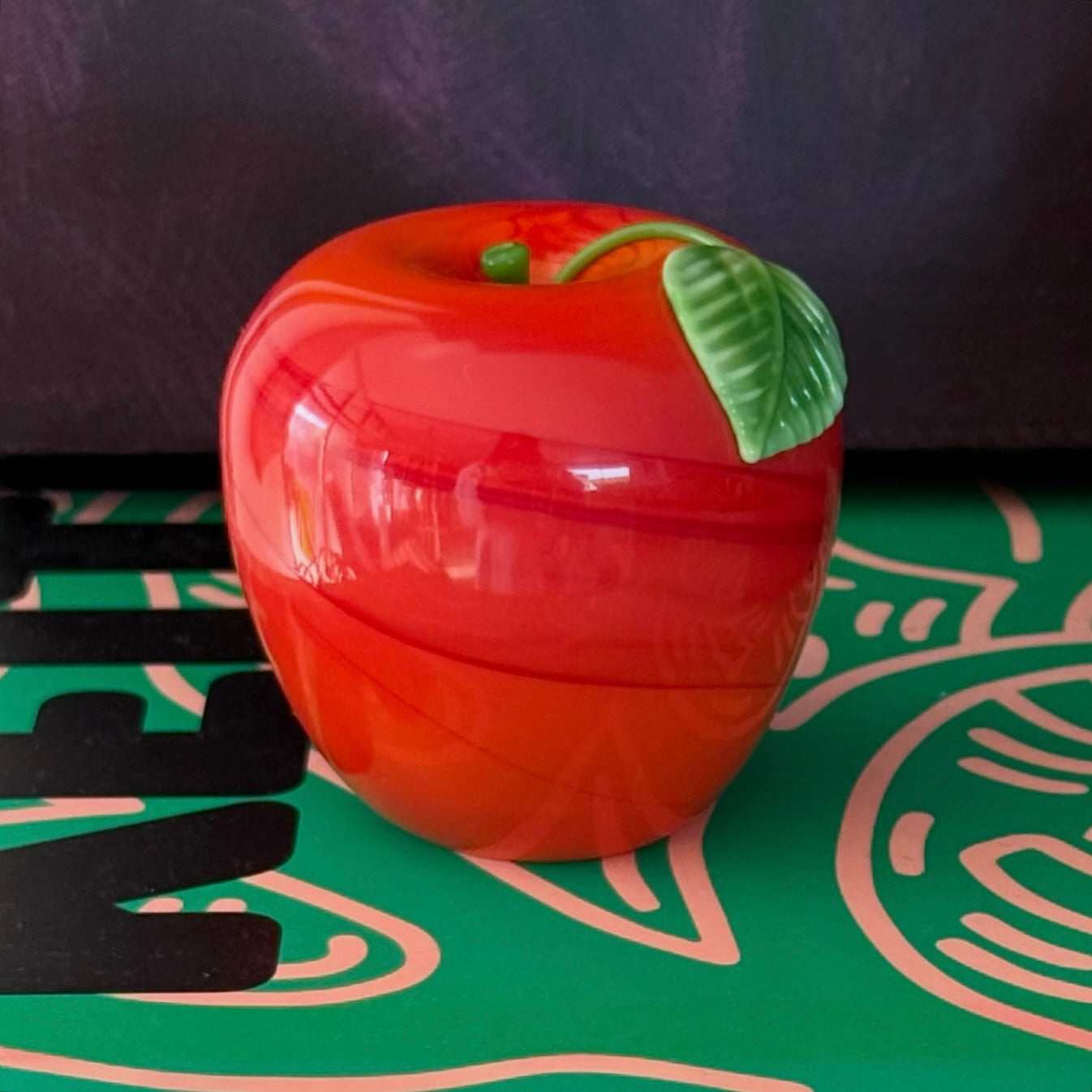 Art glass apple, signed, 20th century