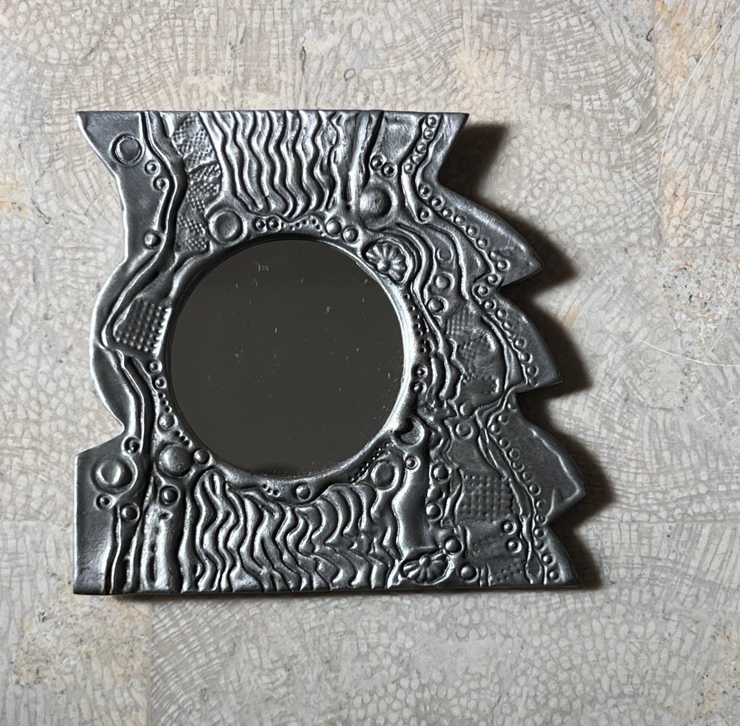 Small pewter mirror by Don Drumm, late 20th century