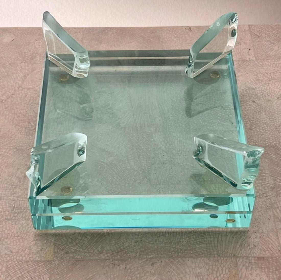 Monumental art glass platter with frosted drip motif, late 20th century