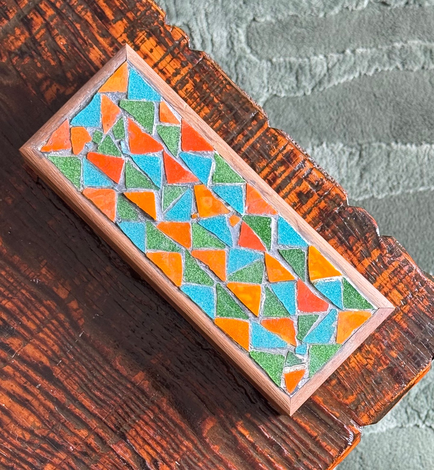 MCM mosaic tile box, mid 20th century