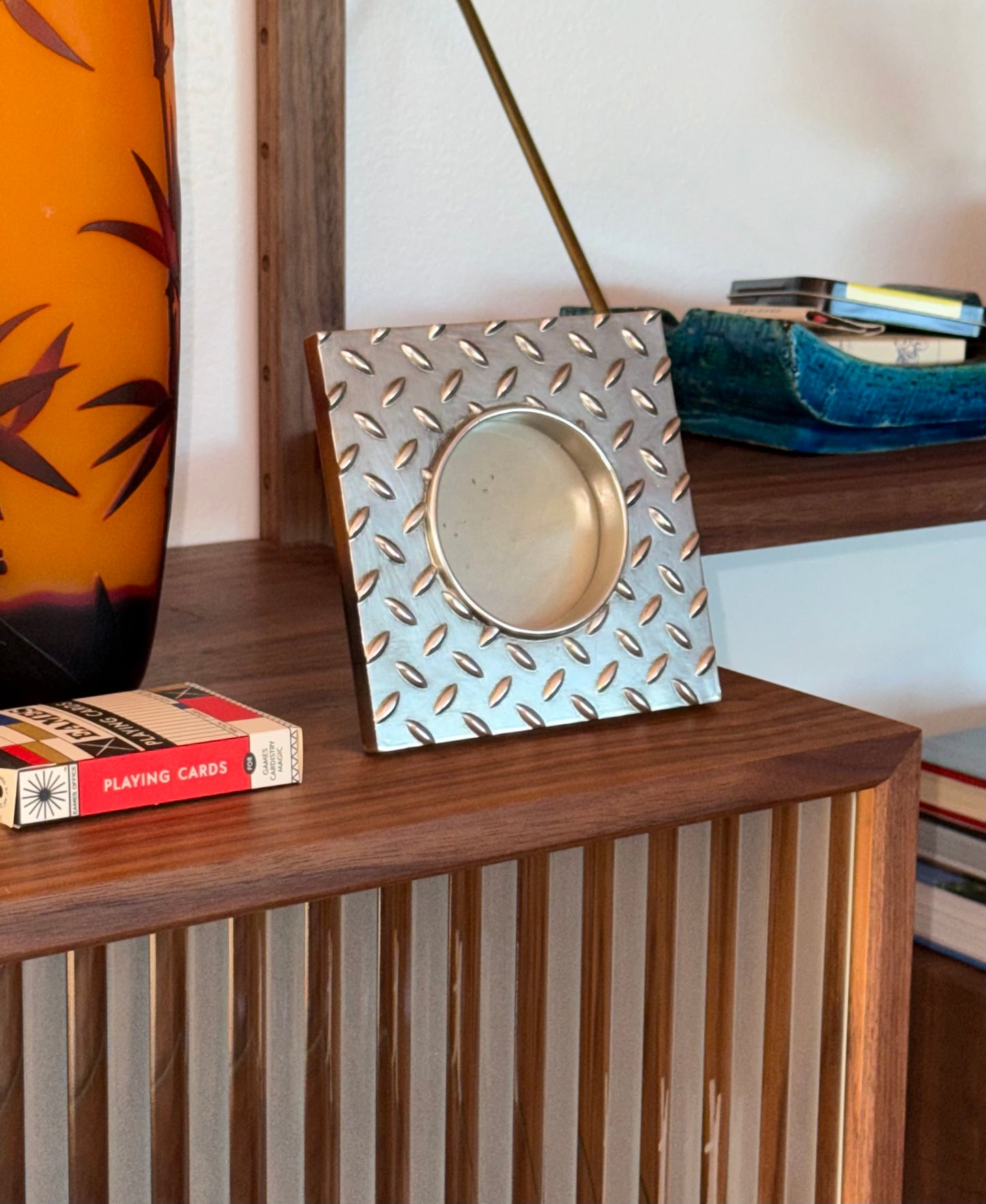 Postmodern steel sheet motif picture frame, late 20th century