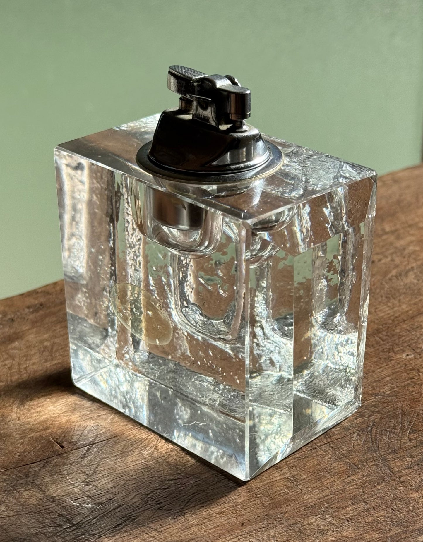 MCM glass table lighter, circa 1960
