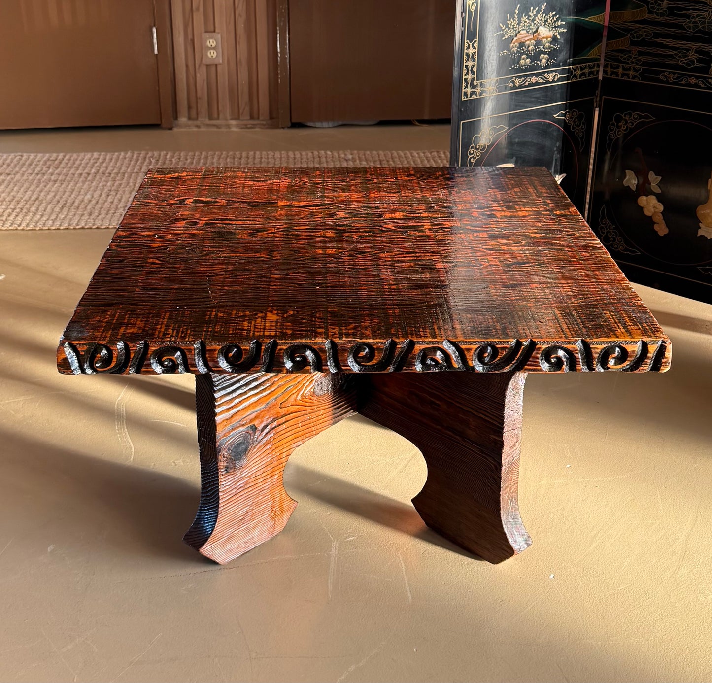 Hand-carved craft coffee table, mid 20th century