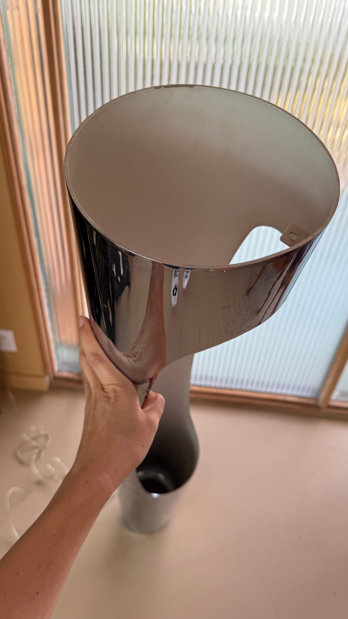 Mid century chrome column floor lamp, circa 1970