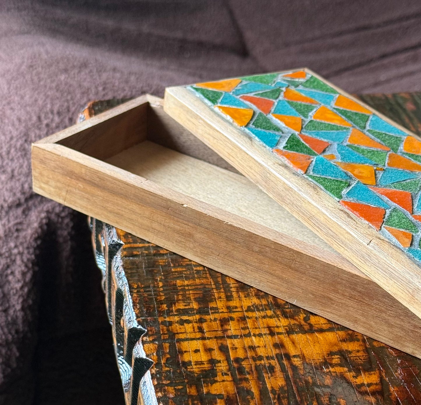 MCM mosaic tile box, mid 20th century