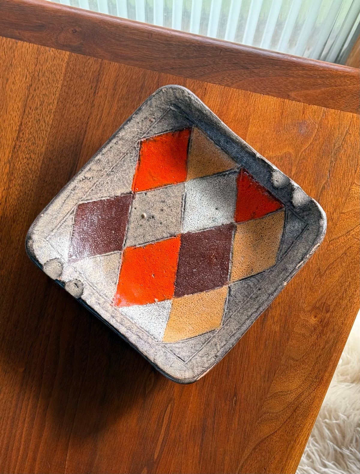 Vintage Italian hand-painted ceramic ashtray by Aldo Londi, circa 1960