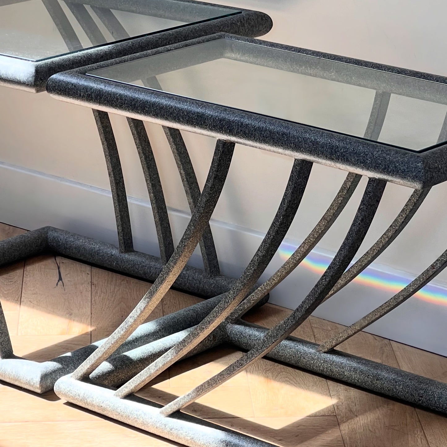 Pair of postmodern side tables, late 20th century