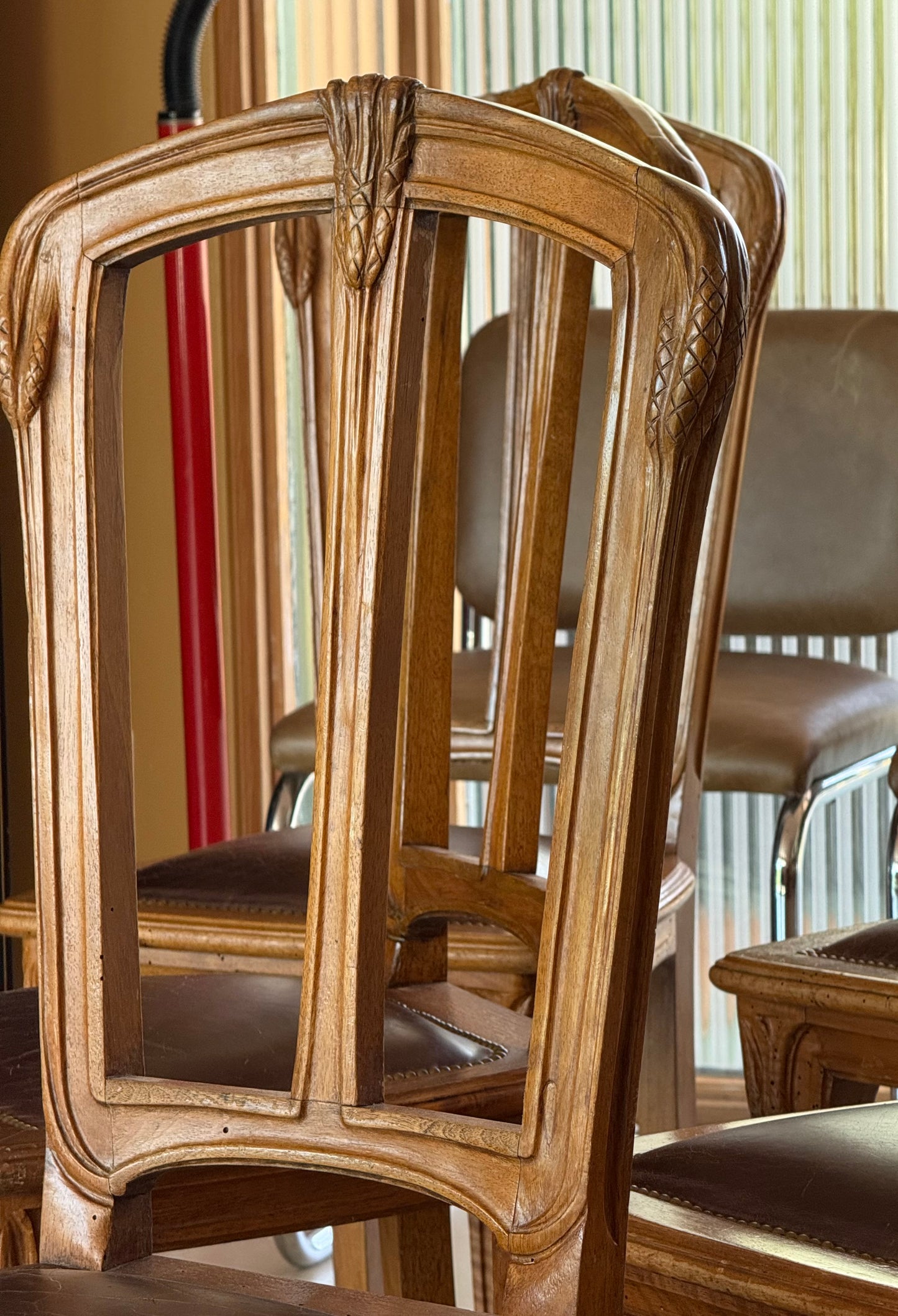 Set of eight French Art Nouveau dining chairs, late 19th century