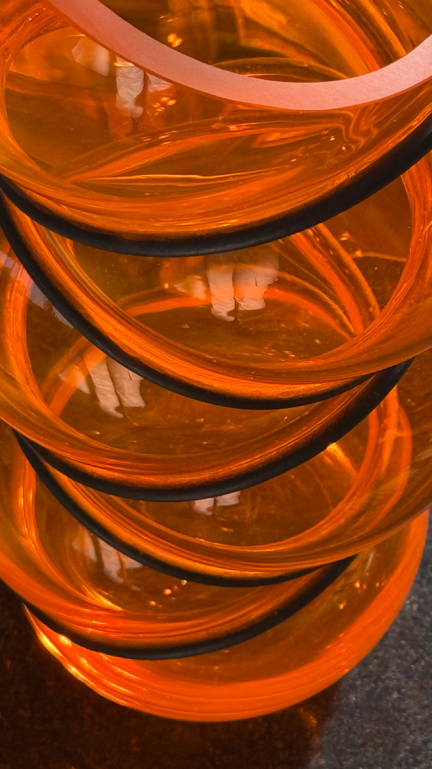 Caged orange glass vase by Vanessa Mitrani, late 20th century