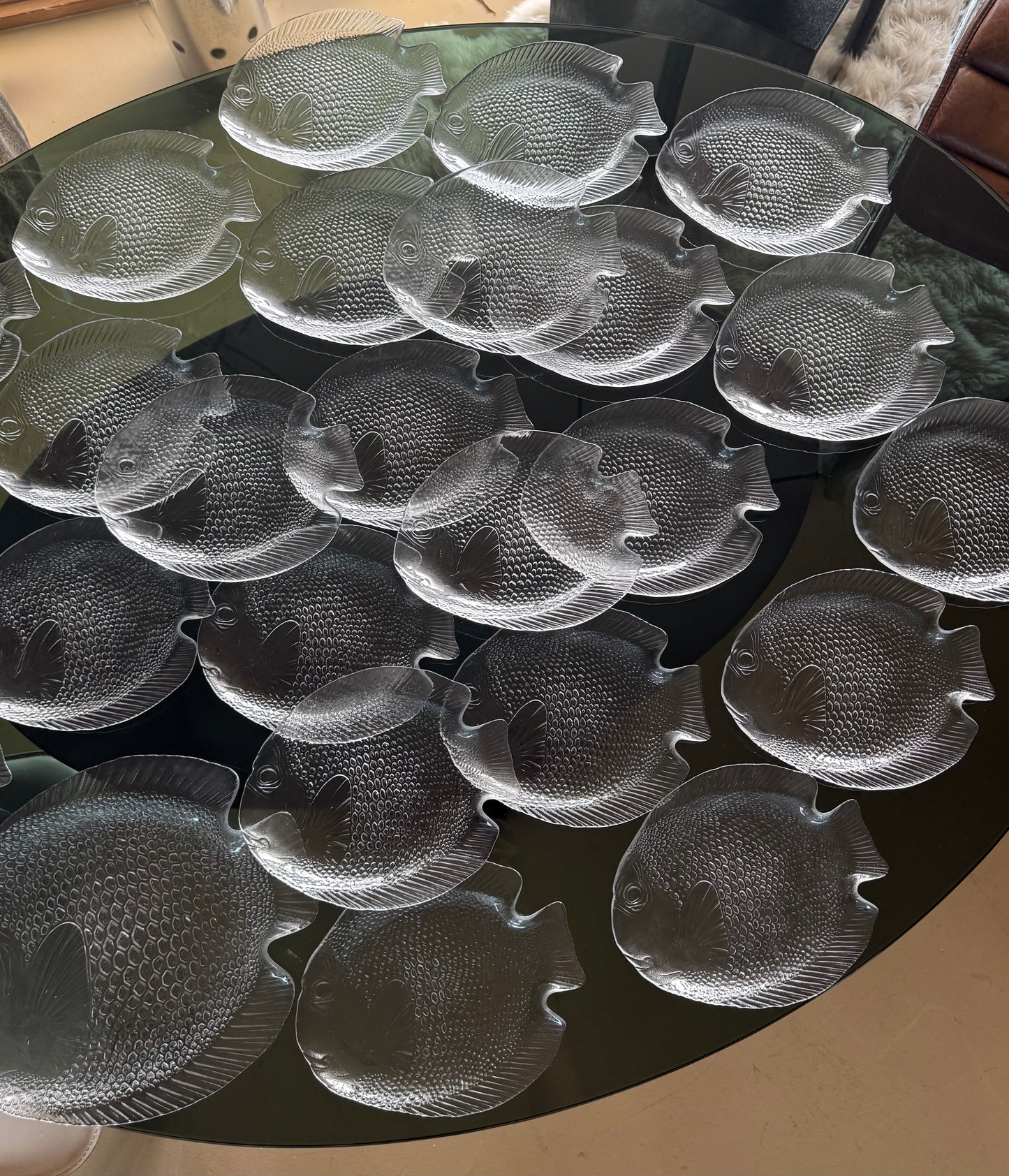 Set of Poisson dishes by Arcoroc, France late 20th century