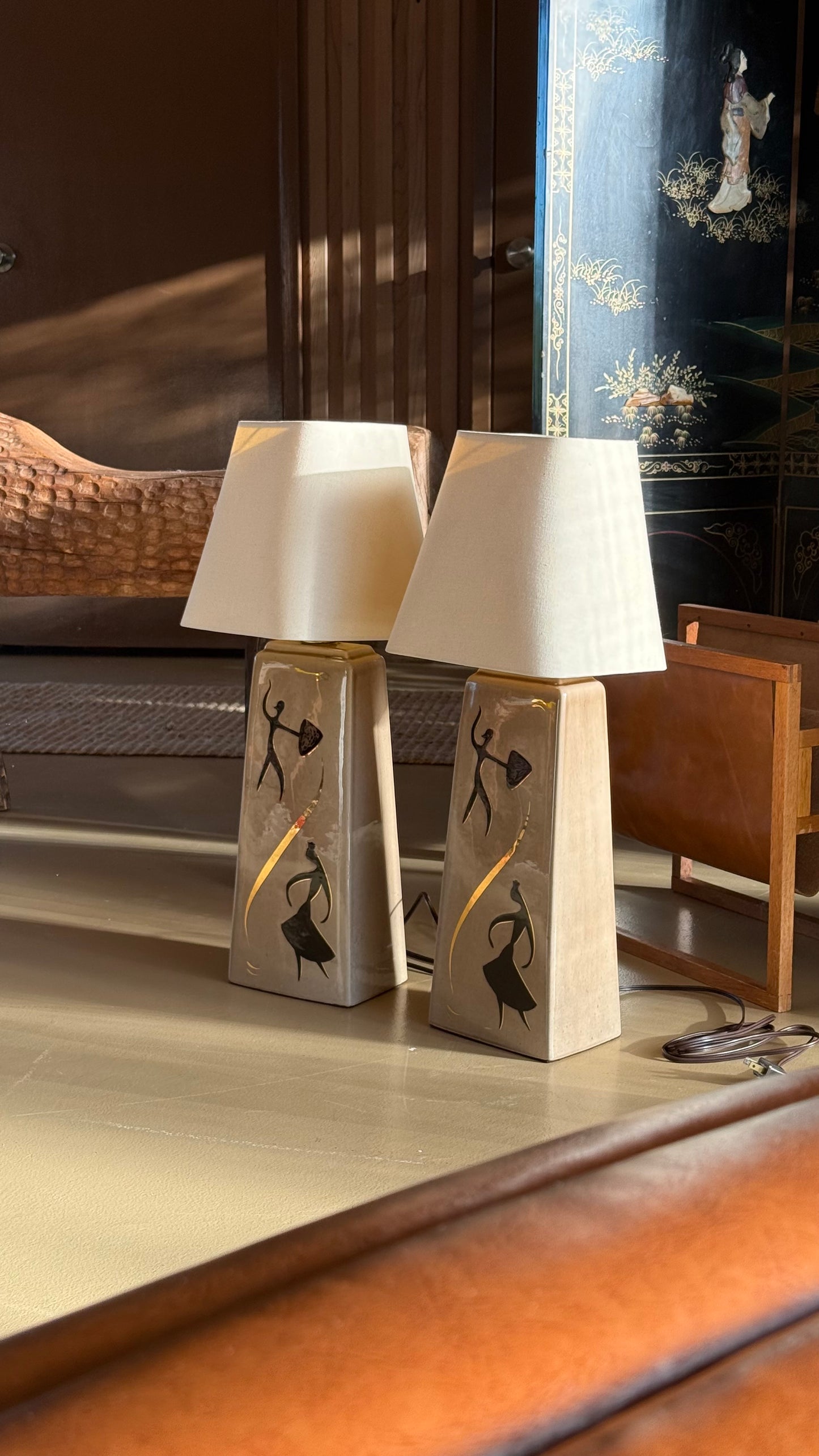 Pair of mid century modern table lamps, circa 1950