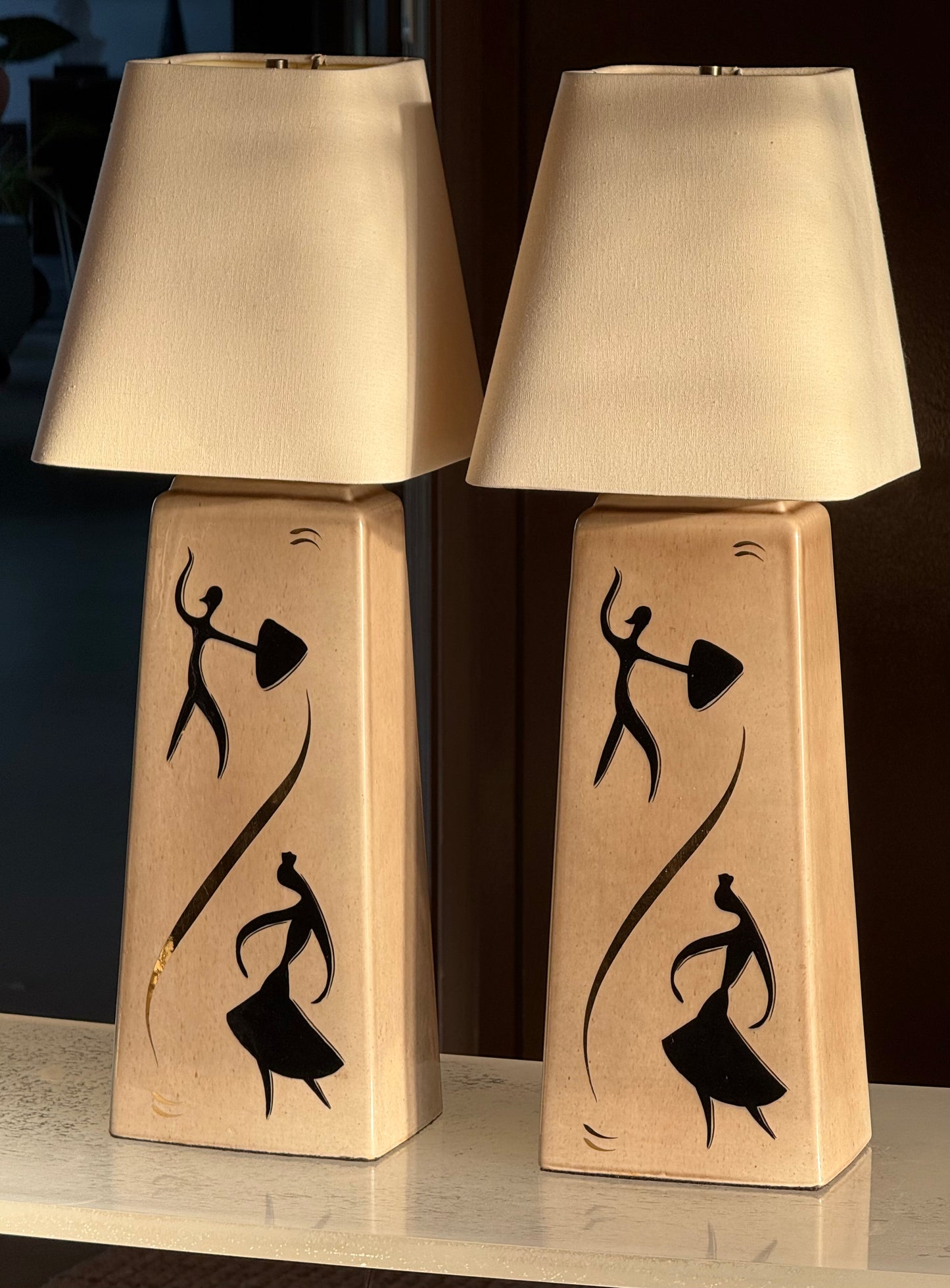 Pair of mid century modern table lamps, circa 1950