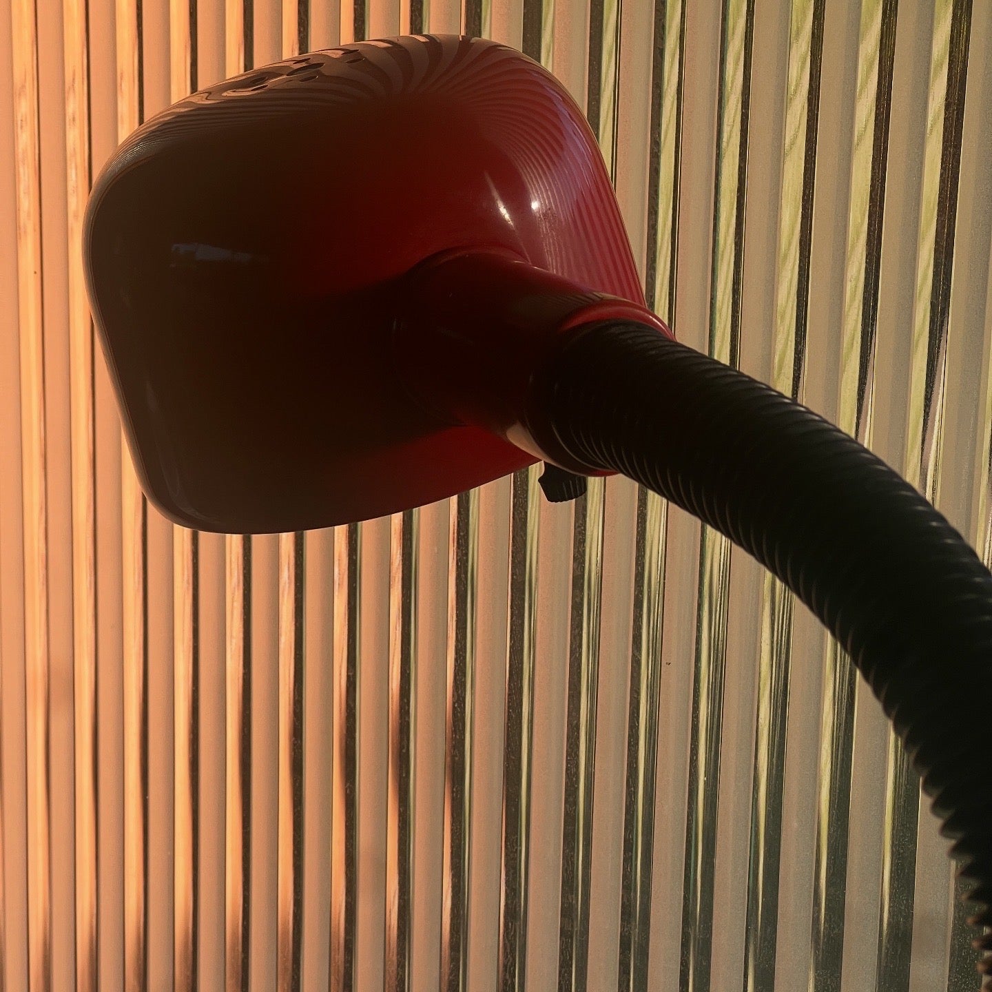 Modernist gooseneck floor lamp in cherry red, mid 20th century