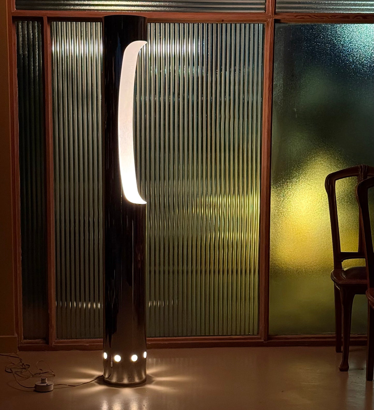 Mid century chrome column floor lamp, circa 1970