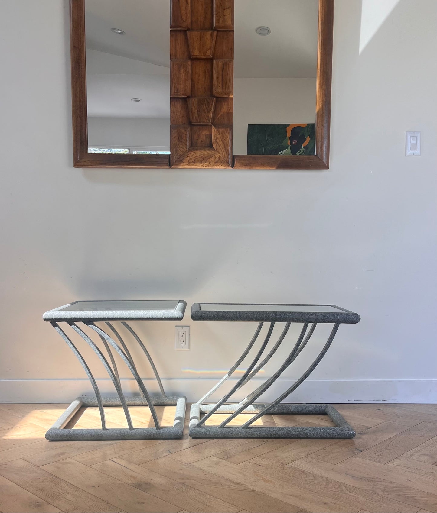 Pair of postmodern side tables, late 20th century