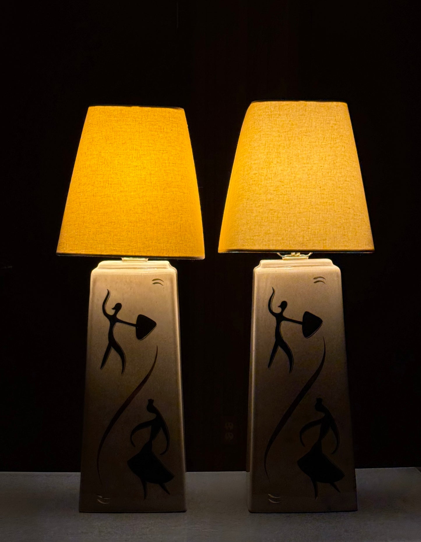 Pair of mid century modern table lamps, circa 1950