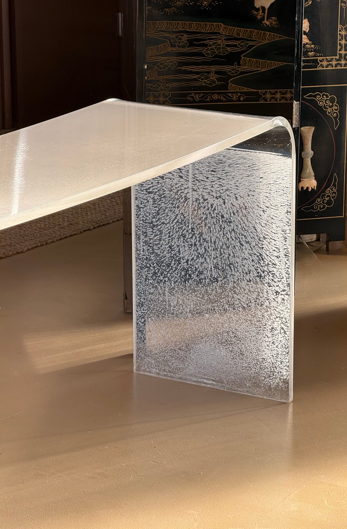 Lucite console table, circa 1970