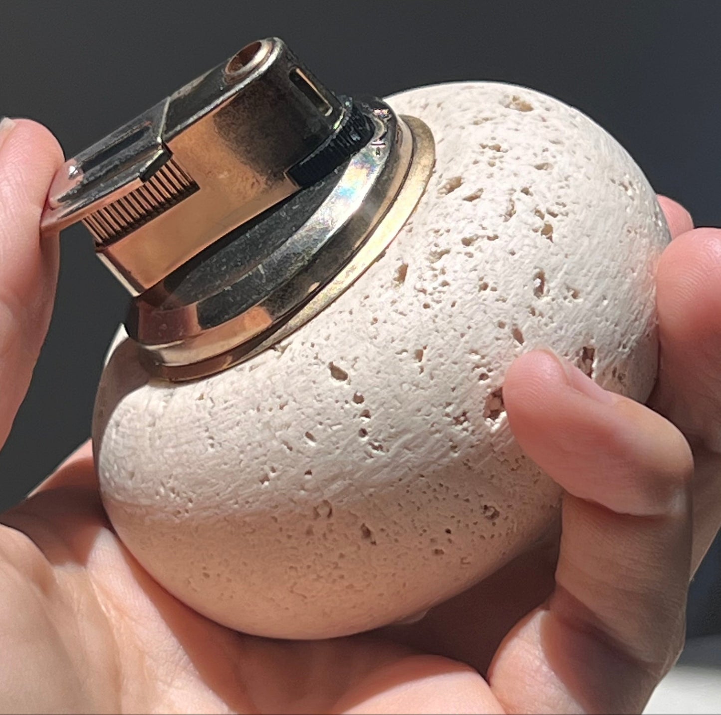 Travertine lighter attr. Cerri Nestore, circa 1970
