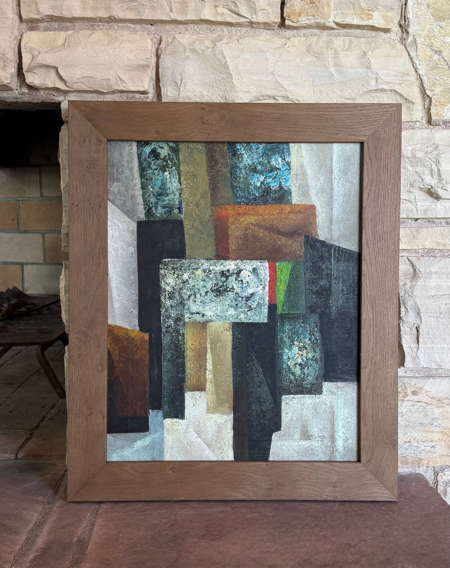 Original mid century modern abstract painting, circa 1950