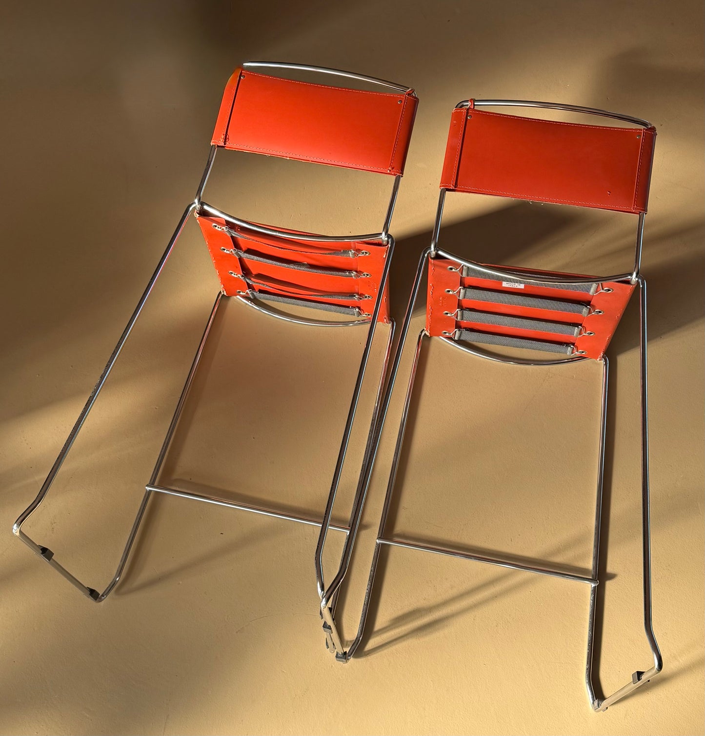 Pair of vintage Italian bar stools, mid 20th century