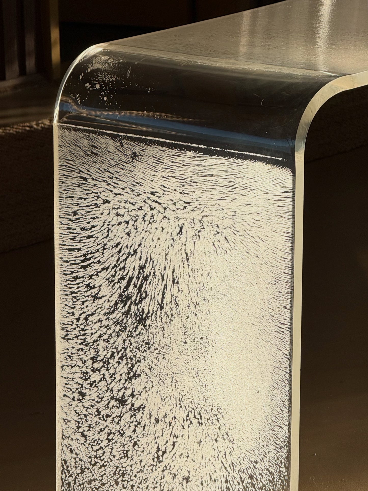 Lucite console table, circa 1970