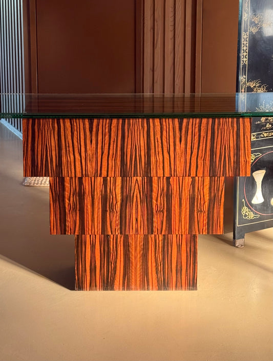 Exotic wood console after Joaquim Tenreiro, late 20th century