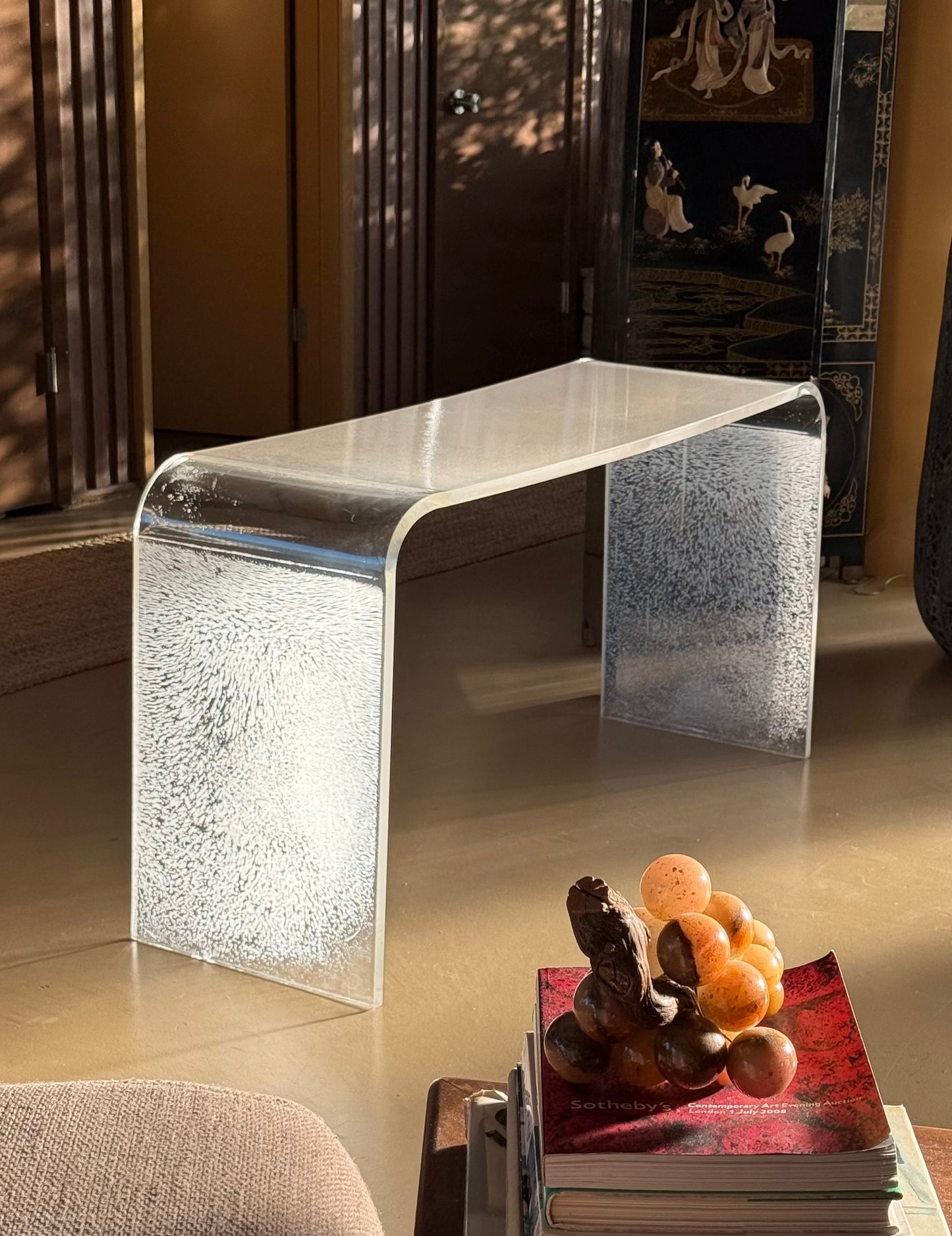 Lucite console table, circa 1970