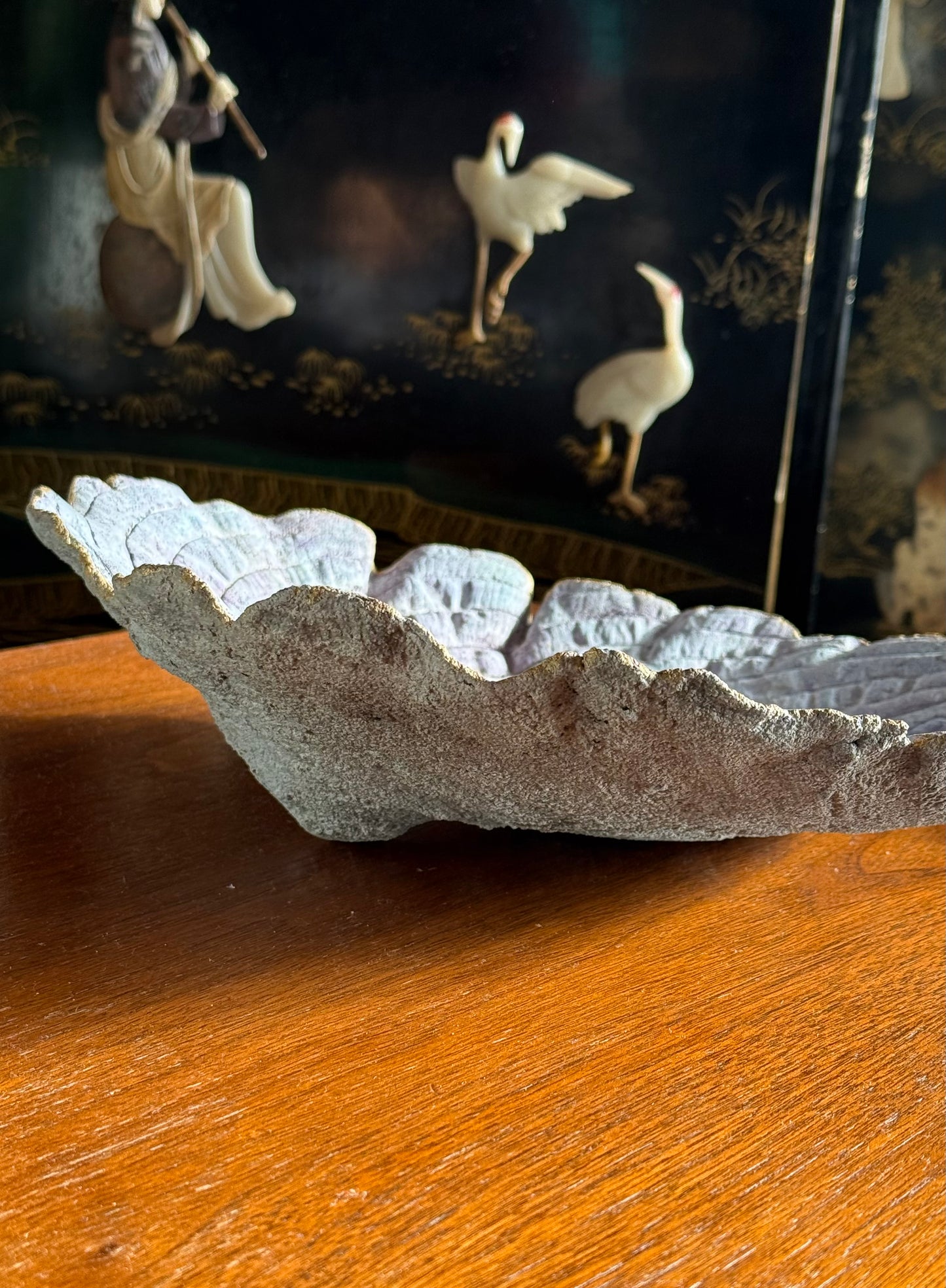 Artist-made studio ceramic leaf platter, 21st century