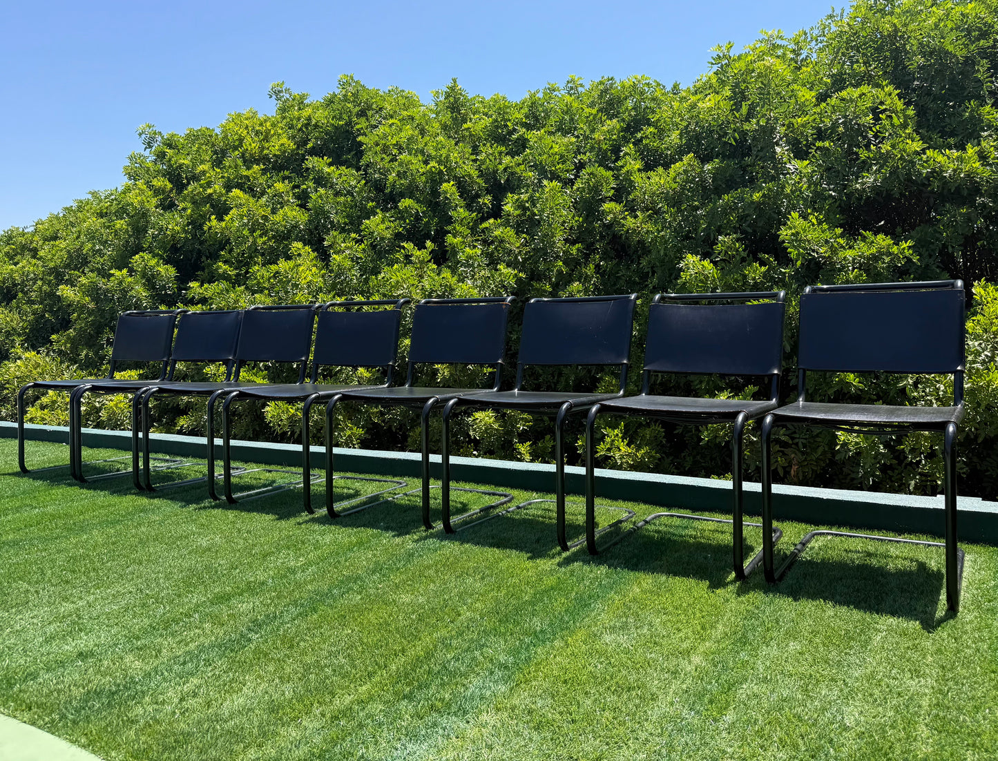 Set of 8 cantilever Bauhaus dining chairs, mid 20th century